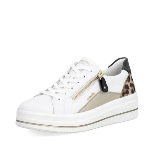 Remonte Sneaker in Weiß - Größe 37 - Moderne Sneaker in Größe 37 aus Glattleder mit Reißverschluss und Schnürung. Ideal für den Alltag, komfortabel und stilvoll.