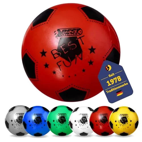 BEST SPORTING PVC-Ball Fun I Leichter Spielball I roter Fußball I hochwertiger Wasserball I 23 cm großer Beachball I bunter Ball Logo I Gummiball I Ball Kinder