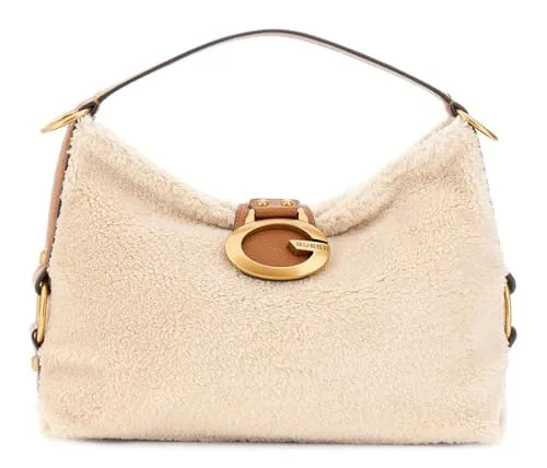 GUESS Camden Schultertasche Natural/Cognac - Elegante Schultertasche in zeitloser Satchel-Form, ideal für den Alltag. Mit praktischem Hauptfach und verstellbarem Schulterriemen für individuellen Komfort. Hergestellt aus hochwertigem, recyceltem Material für Langlebigkeit.