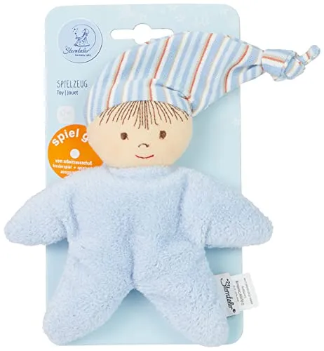 Sterntaler 3001450 Spielpuppe, Integrierte Rassel, Alter: Für Babys ab der Geburt, 16 cm, Blau