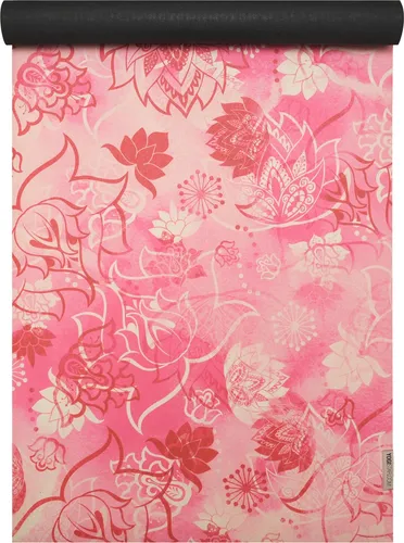 yogimat® travel - Kunstkollektion Yogamatte - Platzsparende Yogamatte mit buntem Lotus- und Paisley-Muster. Hergestellt aus umweltfreundlichem Naturkautschuk, ideal für Reisen. Garantiert hohe Rutschfestigkeit und komfortable Nutzung.