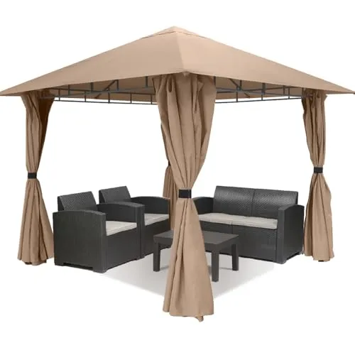 Sekey Garten Pavillon 3x3 m - Wasserdichtes Partyzelt mit Reißverschluss - Pavillons für Gartenpartys, stabil und wetterfest mit 180g/m² Polyester, ideal für Familienfeiern und Veranstaltungen im Freien.