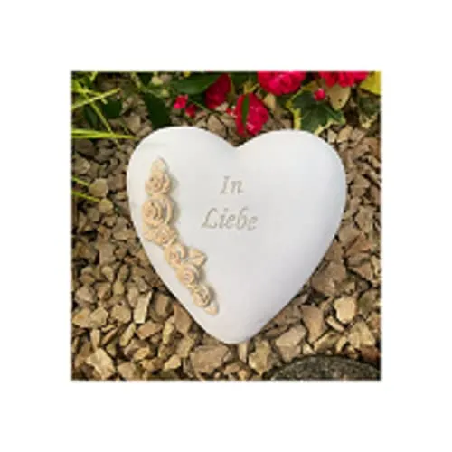 Radami XXL Grabherz Spruch Grabschmuck Grab Herz - In Liebe - ca.1200g Rosenranke Sand