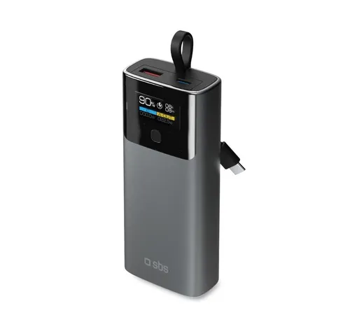 SBS Powerbank 10000 mAh - TTBB10000LCDPD20 - Powerbank mit 10000 mAh und 22.50 W, ideal für unterwegs, mit LCD-Display zur Anzeige des Ladezustands.