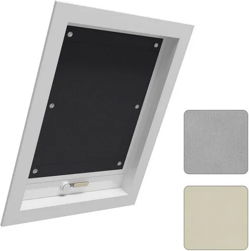 WOLTU Thermo Dachfenster Rollo ohne Bohren Sonnenschutz Verdunkelungsrollo mit Saugnäpfen, Thermorollo Hitzeschutz für Dachfenster Schwarz, 60x73 cm