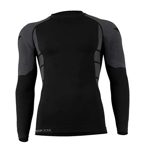 STARK SOUL Herren Ski Funktionswäsche, Outdoor Unterwäsche (S/M Hemd grau/schwarz)