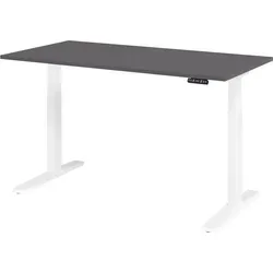 bümö Schreibtisch, elektrisch höhenverstellbar in Graphit und Weiß - Kinderschreibtische, ideal für ergonomisches Arbeiten mit stufenlos einstellbarer Höhe von 70-120 cm und Memoryfunktion für individuelle Sitz-Steh-Positionen.
