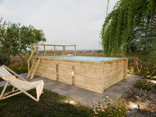 Karibu Holzpool 44 mm – Massivholz Schwimmbecken - Genießen Sie erholsame Sommertage mit dem Karibu Massivholzpool. Robuste Konstruktion, wetterbeständig und ideal für den Erdeinbau – perfekt für Gartenliebhaber!