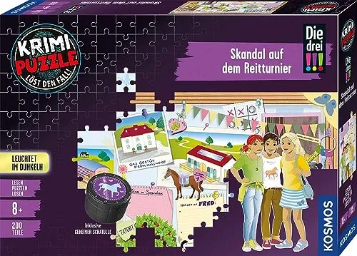 KOSMOS KRIMIPUZZLE DIE DREI !!! 200 TEILE / SKANDAL AUF DEM REITTURNIER Puzzle Mehrfarbig