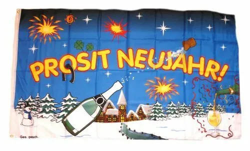 Flagge / Fahne Prosit Neujahr Hissflagge 90 x 150 cm