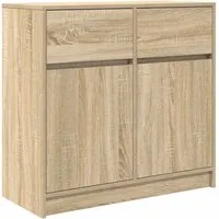 vidaXL Sideboard Sonoma-Eiche 80x34x76 cm - Kommode aus Holzwerkstoff mit individueller Montageoption, bietet reichlich Stauraum und passt perfekt in jeden Raum.