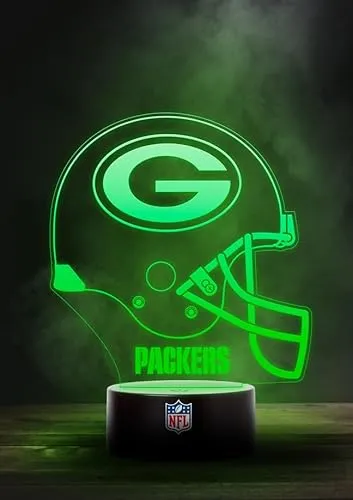 Green Bay Packers NFL LED Lampe Licht Logo Helm, Wechselmodus mit 6 unterschiedlichen Farben