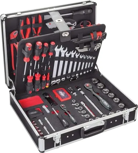 Vigor Werkzeugkoffer V2542, 143-teilig - Robuster Werkzeugkoffer für universelle Anwendungen, ausgestattet mit 143 hochwertigen Werkzeugen und praktischem Klappdesign für einfache Aufbewahrung.