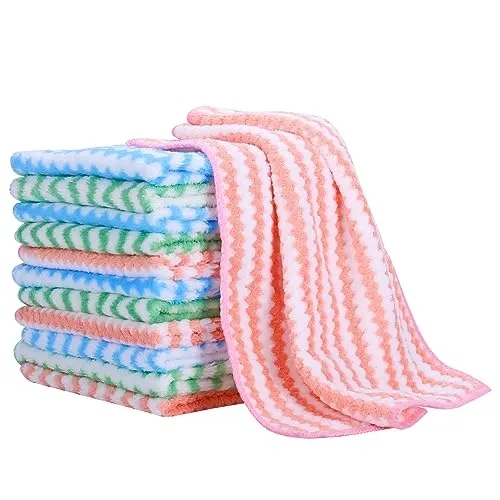 umorismo 12 Stück Putzlappen Spültücher Mikrofasertücher Reinigungstücher Microfaser Putztuch Küche Stark Saugfähig Wiederverwendbar Putztücher Spüllappen Waschbar Verdicktes(30 * 30cm)