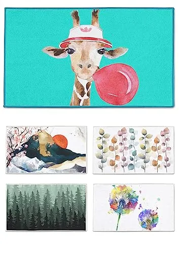 arteneur® - Badematten & Badteppiche 70x110 cm | Badvorleger rutschfest Waschbar bis 40°C | Saugstark & Schnelltrocknend | Fußbodenheizung Geeignet | Weich & Flauschig | Badezimmerteppich Giraffe