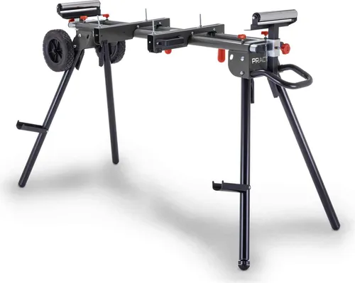 Practixx Untergestell für Kappsägen mit Rollen PX-UG-2000R - Zubehör für Elektrowerkzeug – ergonomisch höhenverstellbar von 90-100cm, max. Traglast 200kg, ideal für präzise Schnitte und einfachen Transport dank integrierter Fahrvorrichtung.