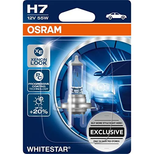 Osram 64210DR1-01B GLL H7 WHITESTAR die Halogen Autolampe mit bis zu 20% mehr Licht im Xenonlook, 12 Volt 55 Watt