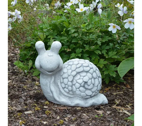 Lustige Schnecke Gartenfigur, 32 cm - Frostsichere Gartenfigur aus gartendekoparadies.de, verleiht Ihrem Eingangsbereich Charme und Freude mit ihrem breiten Lächeln.