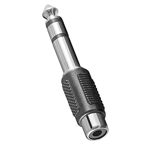 BestPlug Audio Adapter Aux in Out, 6,3mm Stereo Klinke Stecker männlich auf Cinch Kupplung Buchse weiblich, Schwarz