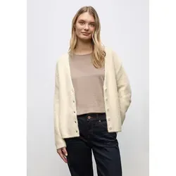 Cardigan STREET ONE Damen, Gr. 38, beige - Strickjacken, stylisch und warm mit V-Ausschnitt, ideal für Büro und Freizeit, aus pflegeleichtem Material für höchsten Komfort.