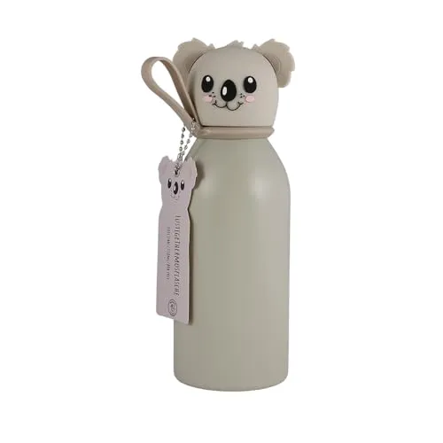 Lulubug Trinkflasche Kinder Edelstahl, 350ml | BPA-frei, Auslaufsicher, Spülmaschinenfest, Doppelwandig | 6 Stunden Warm & 8 Stunden Kalt | Thermosflasche Isolierflasche wiederverwendbar | Koala