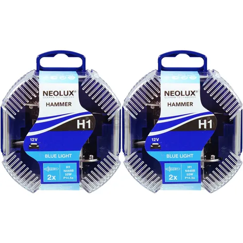 2x NEOLUX H1 Blue Light 55W 12V P14.5s Birne DUO-Box