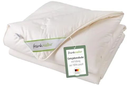 franknatur Ganzjahresdecke 135x200 - Atmungsaktive Bettdecke aus Lyocell und Bio Baumwolle - Bettdecken aus 100% Bio-Baumwolle und 100% Lyocell-Fasern (Tencel), ideal für alle Jahreszeiten, atmungsaktiv, temperaturausgleichend und waschbar bis 60 Grad.