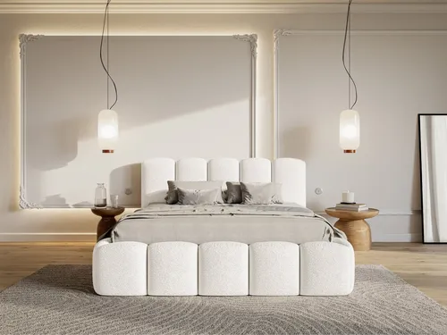 Selsey Cloudy II Polsterbett mit Lattenrost und Bettkasten, creme 140x200 cm - Beige - Gemütliches Polsterbett mit hochwertigem Bouclé-Stoff, robustem Lattenrost und praktischem Bettkasten für zusätzlichen Stauraum. Ideal für stilvolle Schlafzimmer!