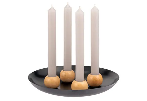 bremermann Kerzentablett mit 4 magnetischen Kerzenhaltern - Elegantes Kerzentablett für Stabkerzen, mit magnetischen Haltern für individuelle Dekoration. Ideal für saisonale Akzente und schützt Ihre Tischoberfläche vor Wachs.