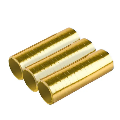 Luftschlangen, gold, 3 Stk, Standardmaß, Partydeko 1m=1,5 EUR