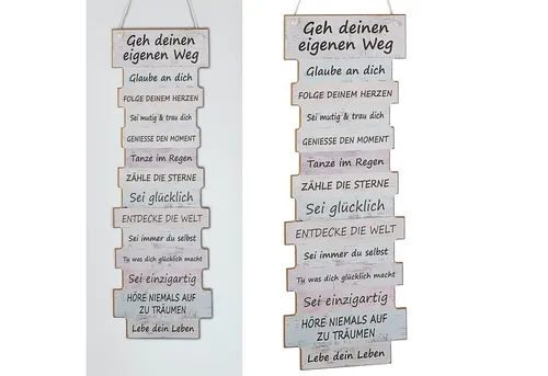 CEPEWA Kunstdruck Plankenschild Lebenseinstellung 15x41x0,6cm, Lebenseinstellung III
