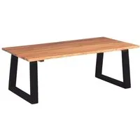 Akazie Massiv Couchtisch - Beistelltisch mit U-förmigen Metallbeinen - Loungemöbel & Sitzgruppen, eleganter Couchtisch aus massivem Akazienholz mit robusten U-förmigen Metallbeinen für einen industriellen Look.