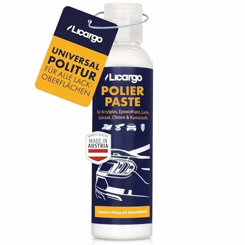 LICARGO Universal Polierpaste (150ml) - Premium Politur für Acrylglas, Epoxidharz, Lack, Gelcoat gfk, Chrom & Kunststoff - Polierpaste Auto entfernt Mikro Kratzer & schützt für spiegelnden Glanz