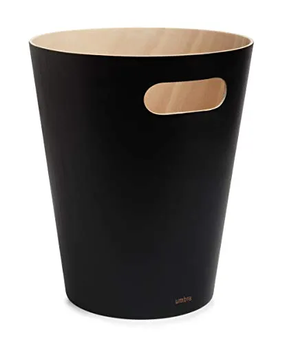 Umbra Woodrow Papierkorb Schwarz/Natur von Umbra