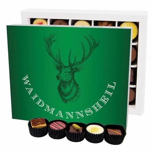 Hallingers Genuss Manufaktur Pralinen Geschenk Jäger – ohne Alkohol, handgemacht aus Premium Edelkakao, edle Geschenkbox 
