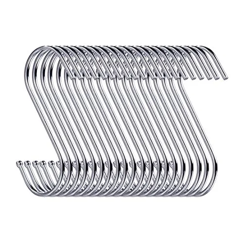 Swatowot 30 Stück S Haken, 9 cm Hängehaken, Haken Garderobe, Haken Zum Einhängen, Kleiderbügel (Silber)