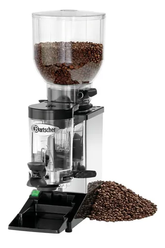 Bartscher Kaffeemühle Modell Space II - Kaffeemühle für Siebträger-Kaffeemaschinen mit präzisem Edelstahlmahlwerk, 600 g Auffangbehälter und regelbarer Dosierung von 5-12 g – ideal für Kaffeeliebhaber.