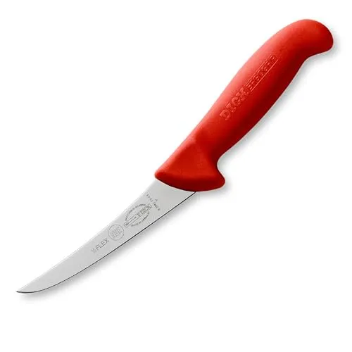 Dick Ausbeinmesser semi-flexibel 13 cm geschweift - Griff rot - für Fleischer, Metzger, Jäger und Schlachter