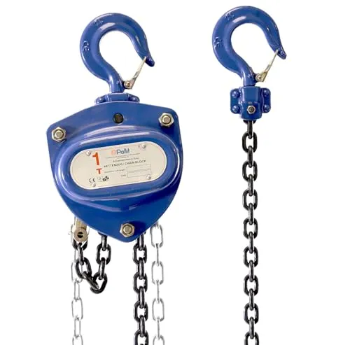 Pallit Flaschenzug CHAINPRO-S 1000 kg Tragkraft 5 m Hubhöhe extralange & robuste Bedienkette 360° drehbarer Haken Seilzug Kettenzug Kettenflaschenzug