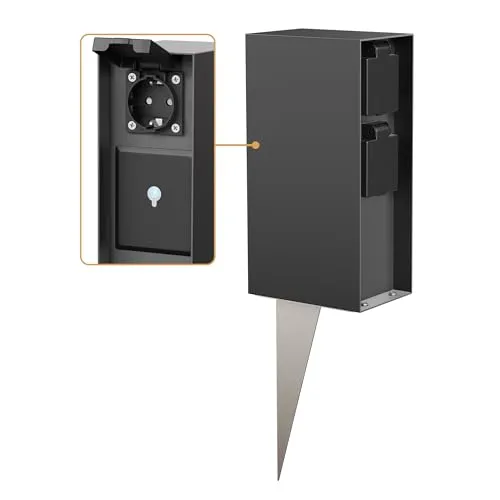 ledscom.de Garten-Steckdosensäule POMI mit Erdspieß – Smart Home Steckdose für außen, 3-Fach - Steckdosen & Zubehör – IP44 wetterfest, flexibel umplatzierbar mit Erdspieß, ideal für Gartenbeleuchtung und Elektrogeräte, steuerbar per App und Sprachbefehlen.