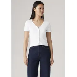 V-Shirt LEVI'S Damen, Gr. S - Casual V-Ausschnitt Shirt - Stylisches V-Shirt von Levi's® für Damen, hüftbedeckend mit Knopfleiste. Ideal für den Alltag, aus pflegeleichtem Webmaterial (97% Baumwolle, 3% Elasthan) für hohen Tragekomfort.