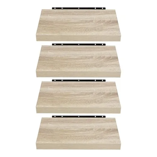 EUGAD Wandregal 4-tlg. Holz Board Modern - Vielseitig und Dekorativ - Hochwertiges MDF Wandregal mit unsichtbarem Aufhängesystem. Ideal für Bücher, Deko und mehr. Einfach zu montieren, in verschiedenen Farben und Größen erhältlich. Perfekte Raumnutzung in jedem Wohnbereich.