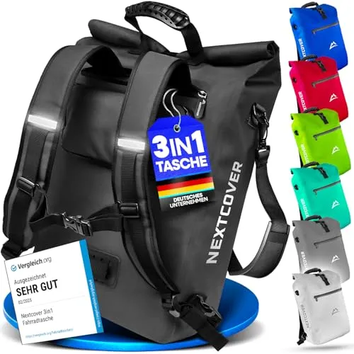 Nextcover 3in1 TPU Fahrradtasche für Gepäckträger in schwarz von Nextcover