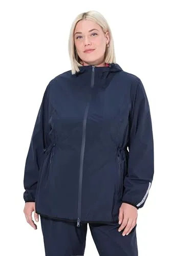 Ulla Popken Women's Regenjacke - Leichte, wasserdichte Funktionsjacke mit Kapuze - Funktionsjacken, wasserdicht mit 5.000 mm Wassersäule, winddicht und atmungsaktiv. Praktisch verstaubar in der Hüfttasche, ideal für unterwegs.
