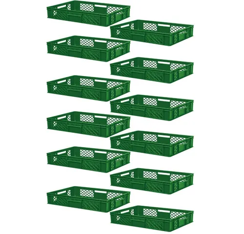 BRB-Lagertechnik Stapelbox 12x Eurobehälter - Stapelbox aus robustem, lebensmittelechtem Kunststoff, ideal für sicheren Transport und Lagerung. Mit optimaler Luftzirkulation und spülmaschinenfest, perfekt für Lebensmittel bis -40ºC.