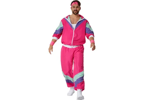 tectake® Herrenkostüm Retro 80er 90er Jahre Jogginganzug in pink von dressforfun