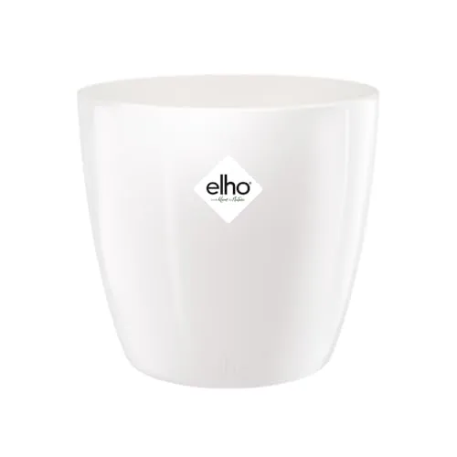 elho Brussels Diamond Rund 22 - Blumentopf für Innen - 100% recyceltem Plastik - Ø 22.4 x H 20.1 cm - Weiß/Weiss