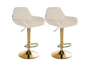 CLP Barhocker Braga 2er Set - Hochwertige Barmöbel mit Stoffbezug und stilvollem Goldgestell, höhenverstellbar und 360° drehbar – perfekt für Küche und Bar.