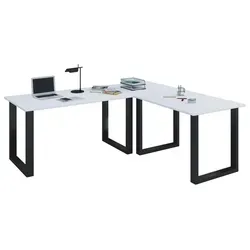 VCM my office Lona Schreibtisch weiß rechteckig mit U-Fuß-Gestell schwarz