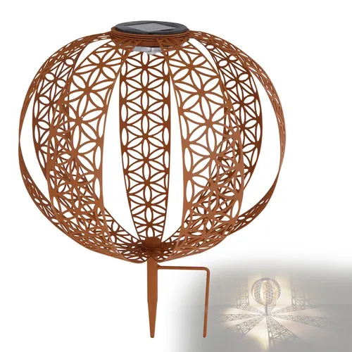 Solarleuchte Garten Kugel 30cm - Dekorative Solarlampe für Außen - Außenleuchten - 30 cm große Solarleuchte mit elegantem Muster, spritzwassergeschützt (IP44) und warmweißem Licht für ein stimmungsvolles Gartenambiente.